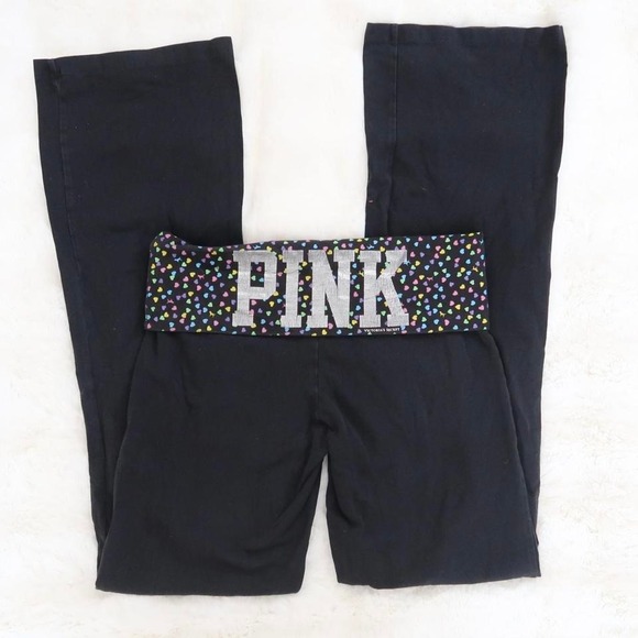 victoria's secret pink heart fold over flare yoga pants - Picture 5 of 8